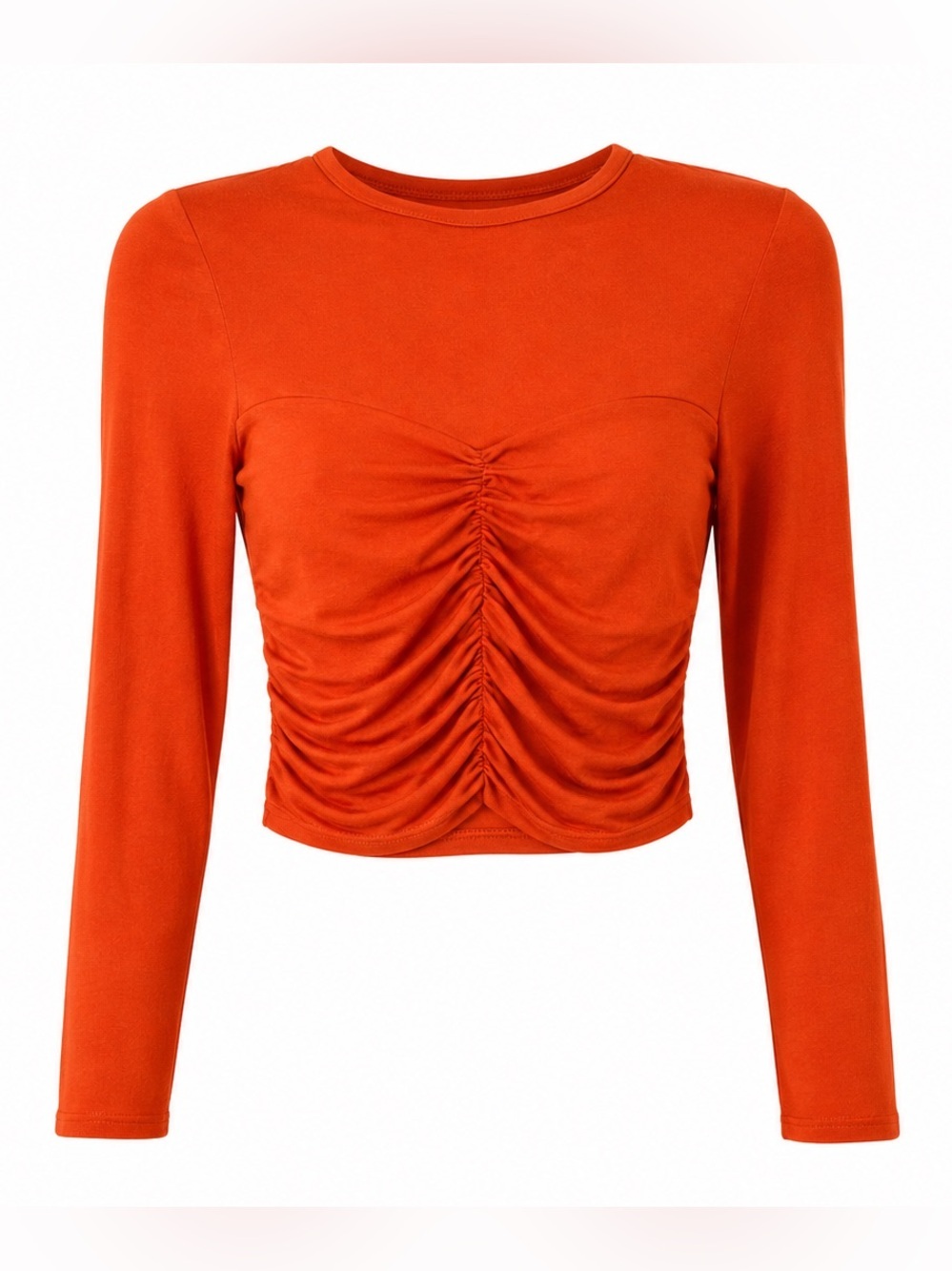MANGO LONG SLEEVE RUNCHED BURNT ORANGE TOP